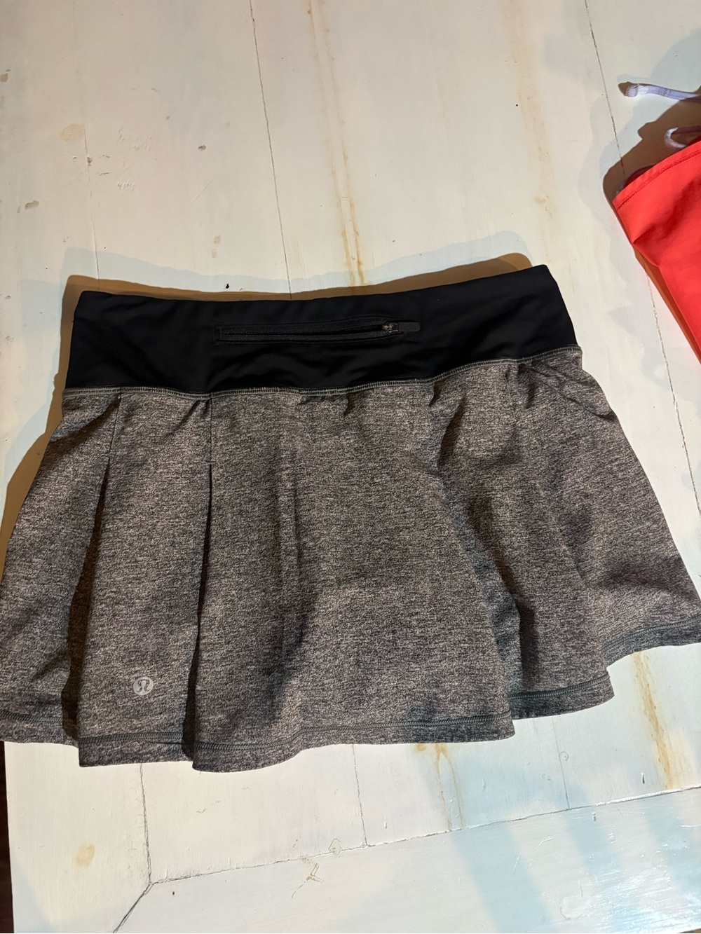 lululemon athletica Gray Heather Skater Skort with Black Waistband